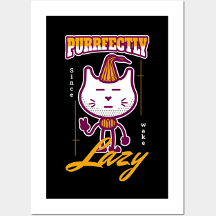 cute cat lazy purrfectly lazy Posters and Art